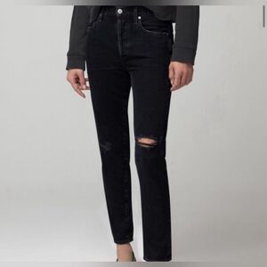 Citizens of Humanity COH Liya High Rise Classic Fit Crop Distressed Jean Size 28